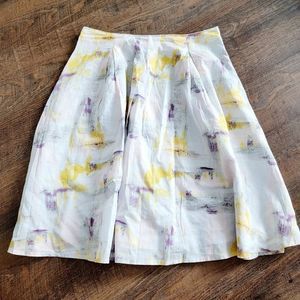 H by Halston watercolor skirt lined cotton artist artsy spring Easter 2 XS